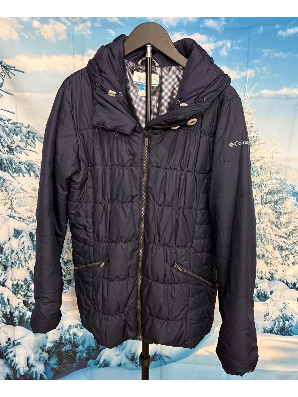 Columbia Omni-Heat Women’s Large Navy Blue Insulated Winter Jacket